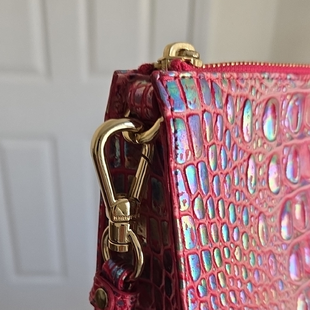 Brahmin Daisy Wristlet in Magenta Wonderland Melbourne Croc-Embossed Leather - Picture 14 of 16